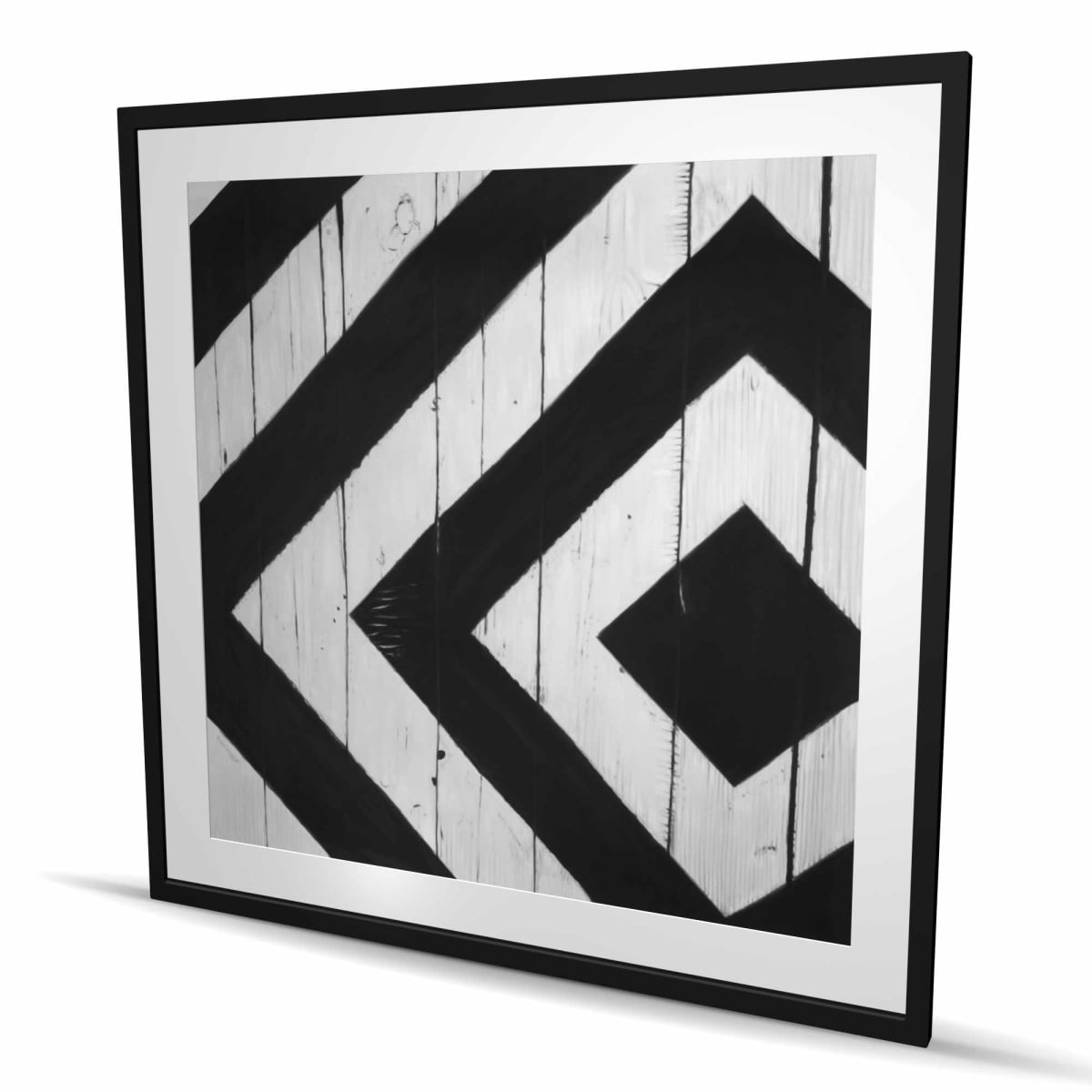 C1FM48484HLC8W 48 x 48 in. Rhombus on Wood - Gray Patterns Framed Matted Print Decor