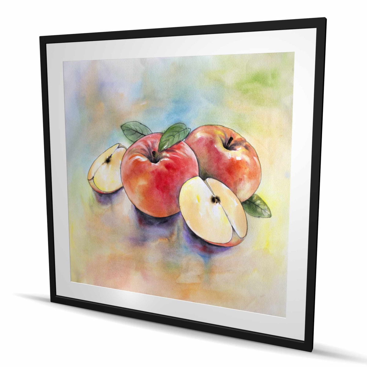 C1FM4848VRB96P 48 x 48 in. Apple Harvest - Kitchen Green Framed Matted Print for Decor