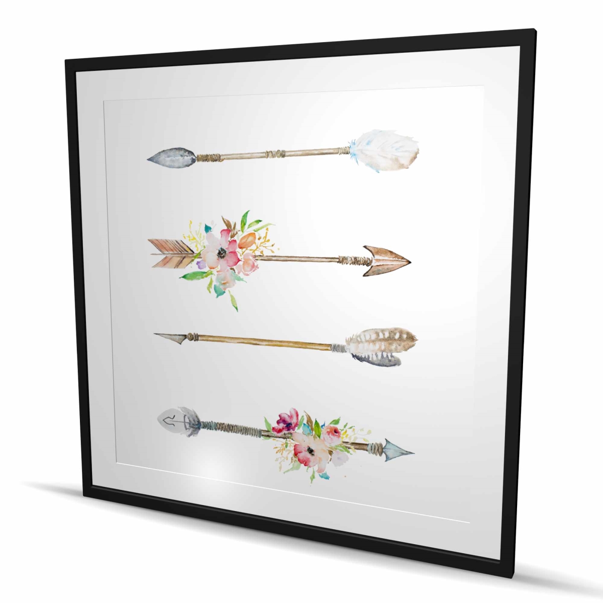 C1FM4848VSIX2V 48 x 48 in. Fleches Et Fleurs - Framed Matted Print for Bedroom Decor