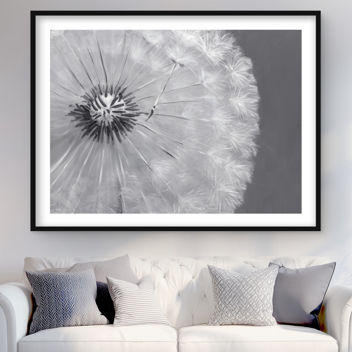 C1FM3648MWRDIJ 36 x 48 in. Dandelion Puff Ball - White Hyperrealist Framed Print Decor