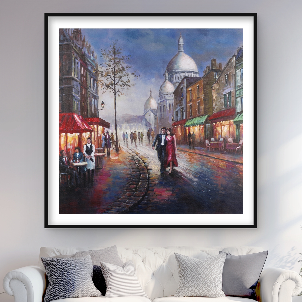 C1FM4848EULRUV 48 x 48 in. Dressed Up Couple - Brown Romantic Framed Matted Print Decor