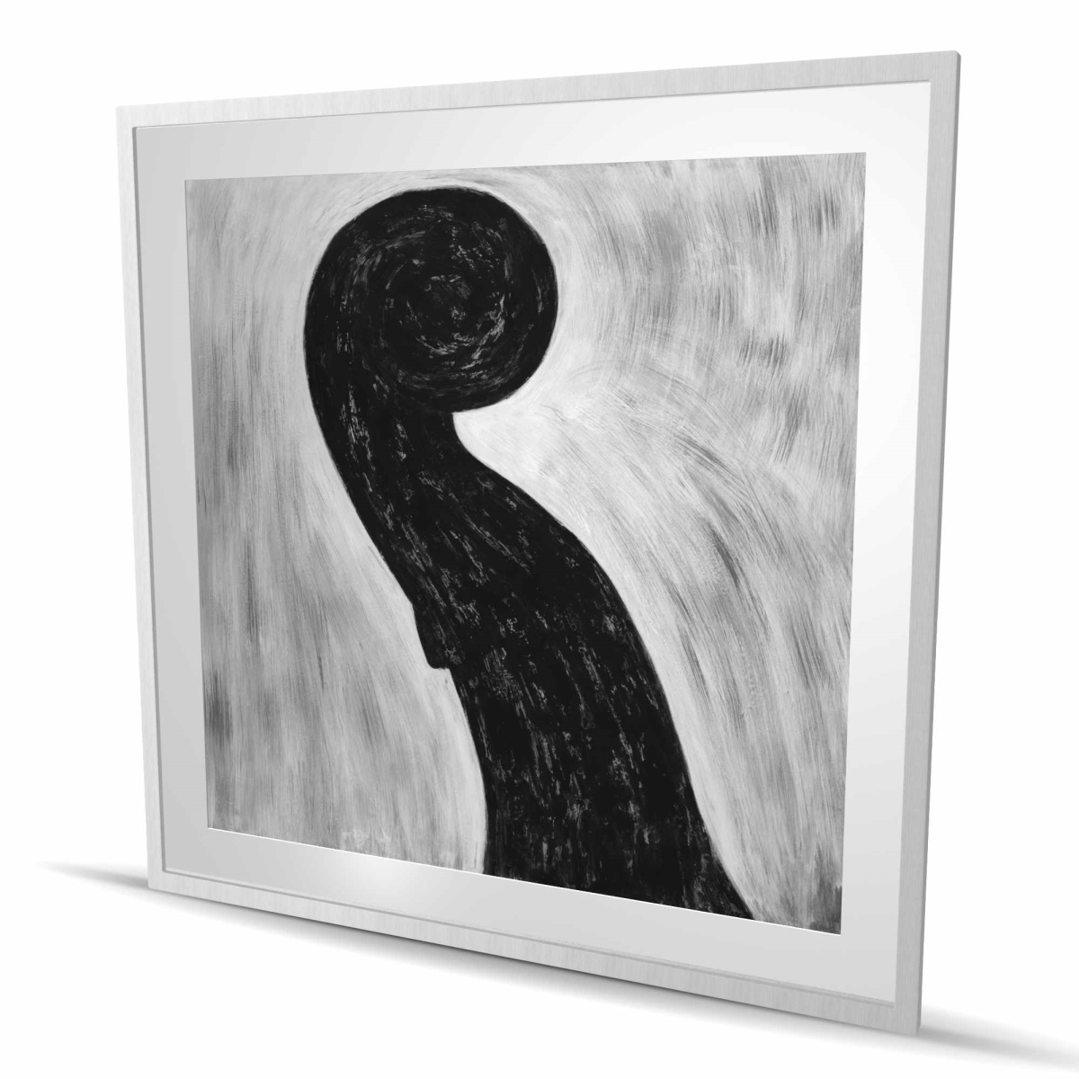 C1FM4848I3LYIQ 48 x 48 in. Scroll Violin - Black & White Framed Matted Print for Decor