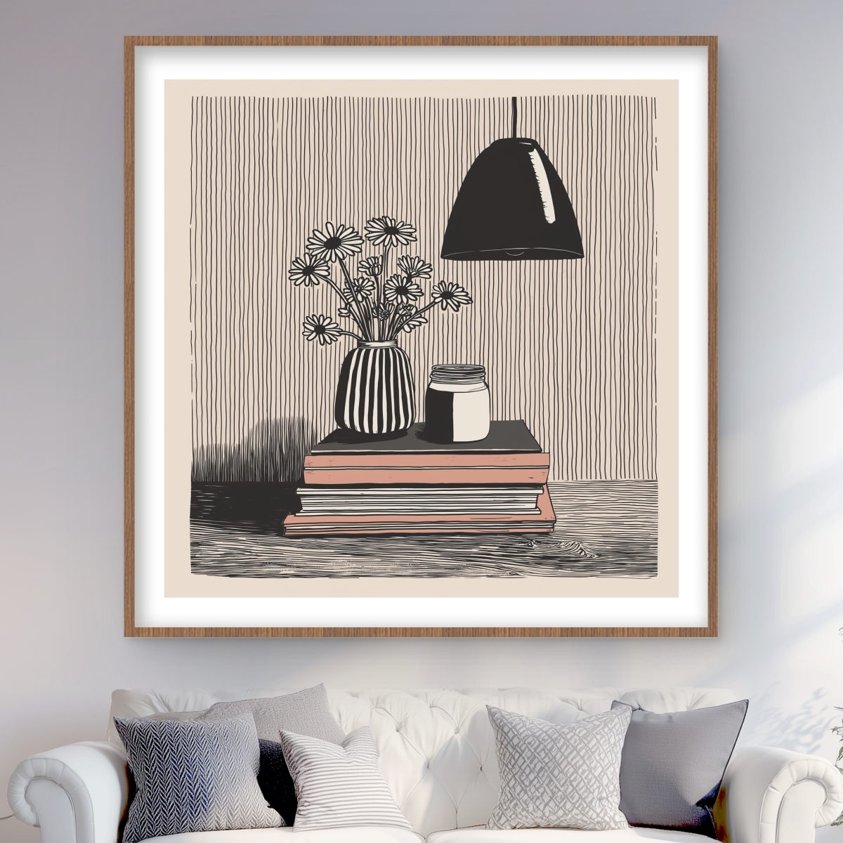 C1FM4848NSA5FO 48 x 48 in. On Top - Still Life Beige Framed Matted Print - Home Decor