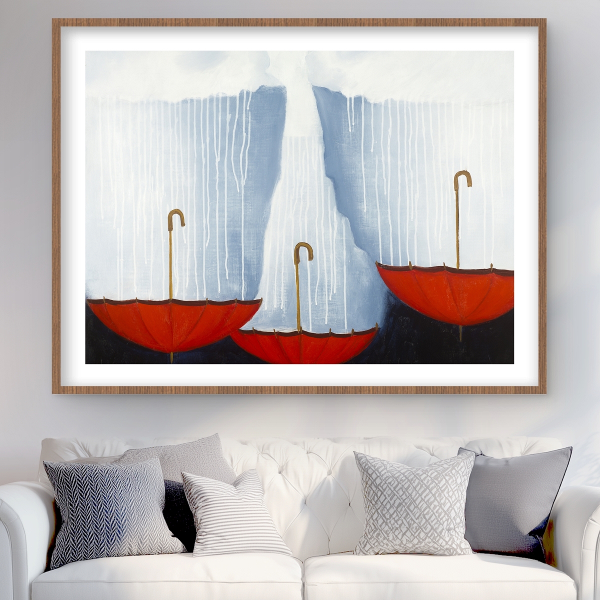 C1FM3648Y2DY3M 36 x 48 in. Upside Down Umbrellas - Framed Matted Print for Home Decor