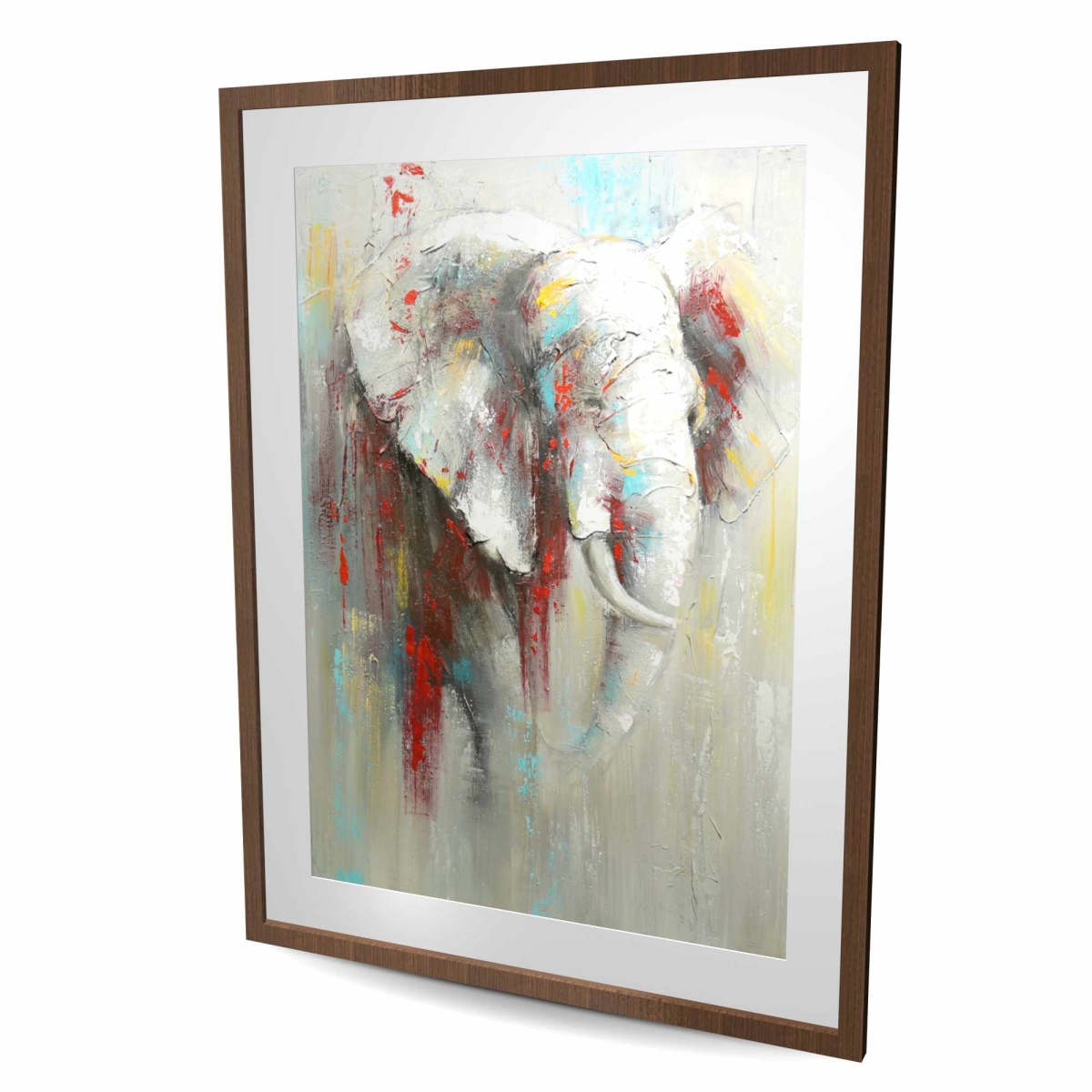 C1FM3648YLKMMU 36 x 48 in. Abstract Elephant with Paint Splash - Framed Matted Print