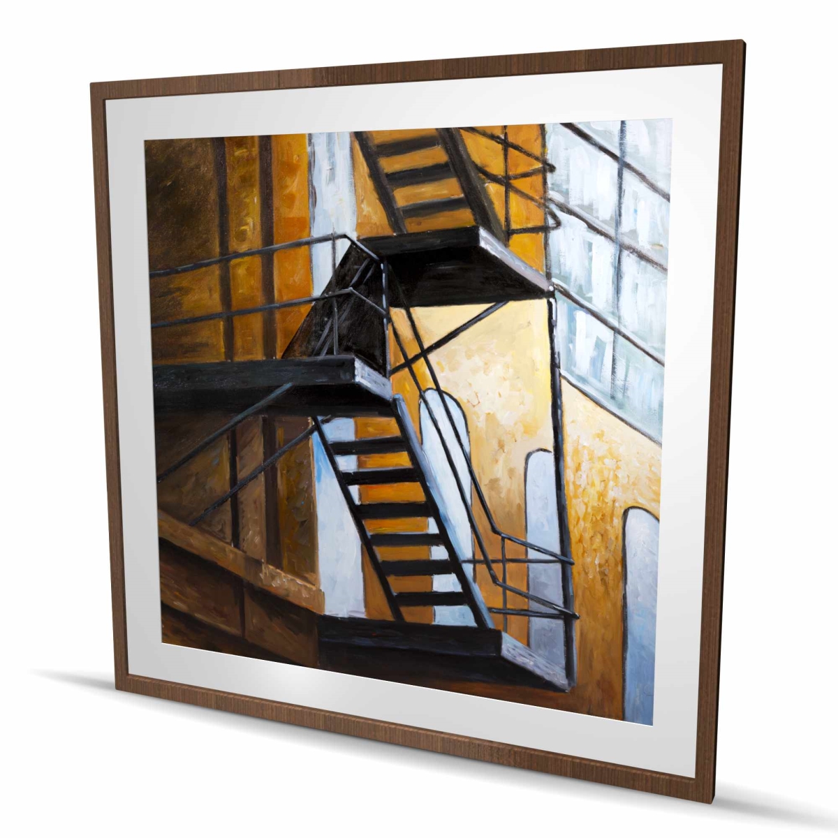 C1FM4848MWTCB3 48 x 48 in. Apartment Building Escape NYC - Framed Matted Print Decor