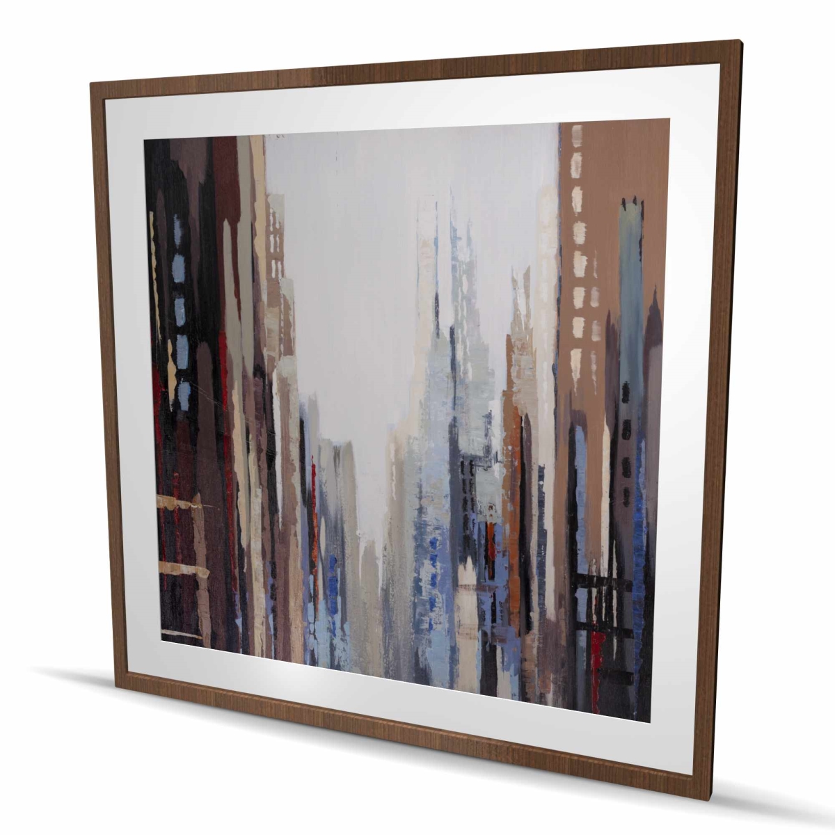 C1FM4848O5HS49 48 x 48 in. Abstract Buildings - Beige Cities Framed Matted Print Decor