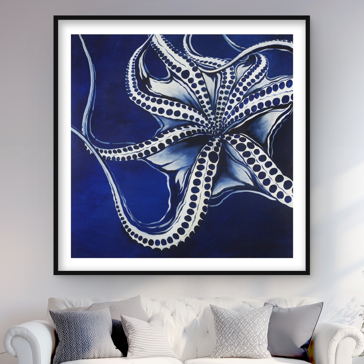 C1FM4848O7FL6D 48 x 48 in. Dancing Octopus - Best Seller Framed Print for Home Decor