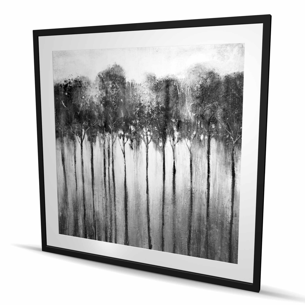 C1FM4848P7FZ95 48 x 48 in. Abstract Forest Black & White - Framed Matted Print Home Decor