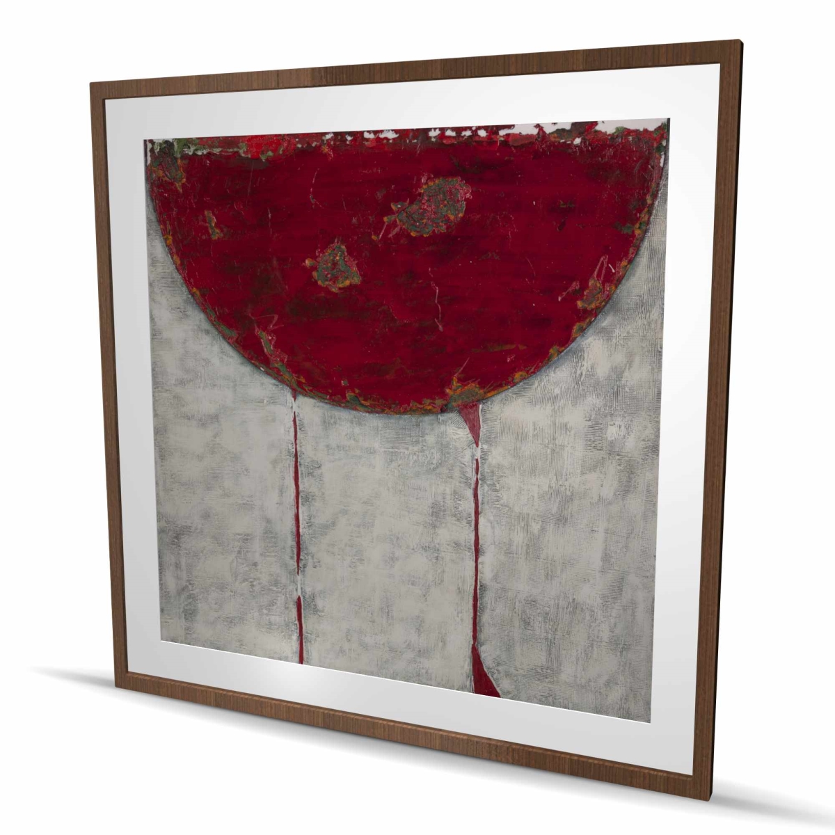 C1FM484886P64R 48 x 48 in. Red Half Circle - Shapes Abstract Framed Matted Print Decor