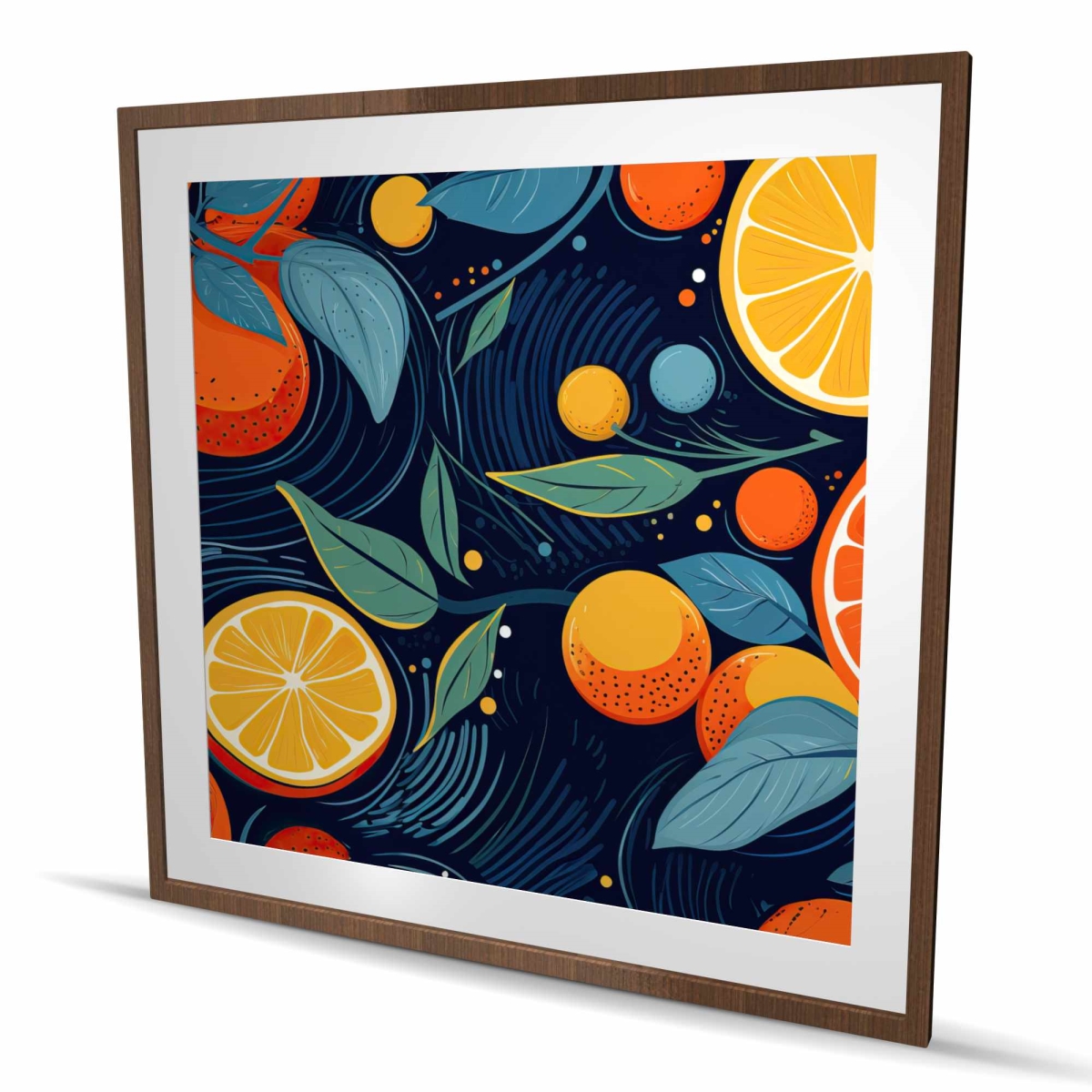C1FM4848GVPMI5 48 x 48 in. Floating Citrus - Blue Minimalist Framed Matted Print Decor