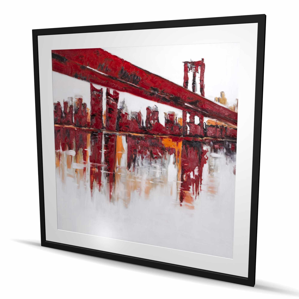 C1FM4848SJBQLT 48 x 48 in. Red Bridge - Office Red Framed Matted Print for Home Decor