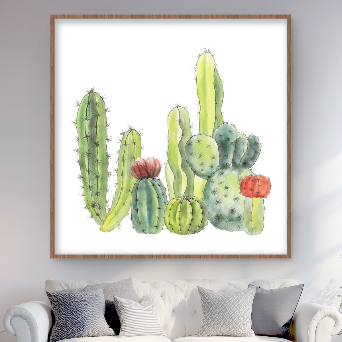 C1FM4848MCXIO0 48 x 48 in. Small Cactus - Floral Botanical Kitchen Framed Print Decor