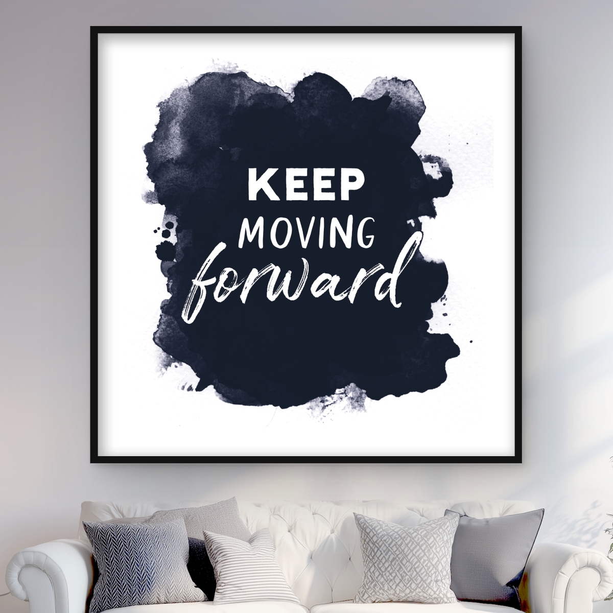 C1FM4848TZQP3P 48 x 48 in. Keep Moving Forward - Blue Framed Matted Print - Home Decor