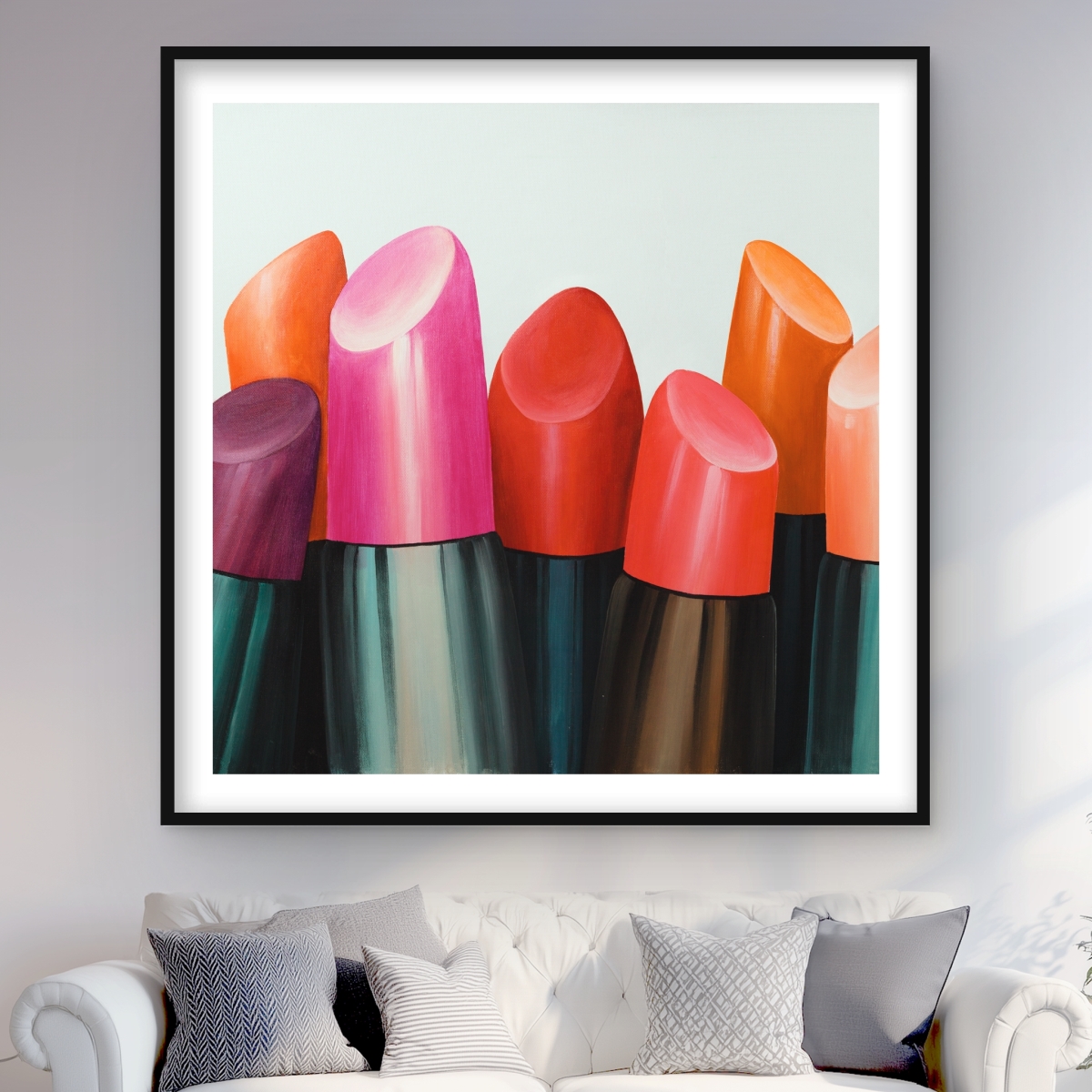C1FM4848EB5KIU 48 x 48 in. Lipstick Addict - Romantic Miscellaneous Framed Print Decor