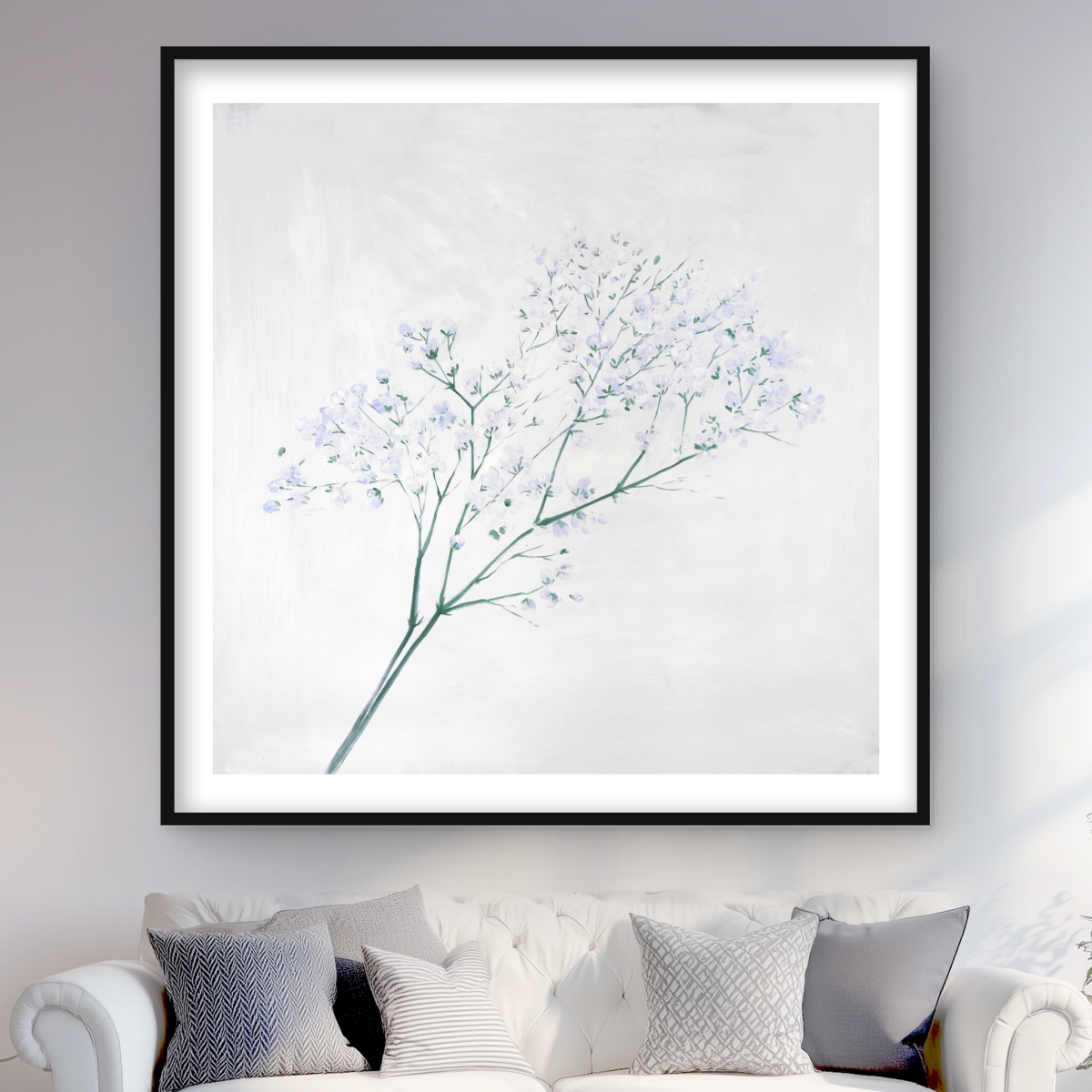 C1FM4848TSJ0JO 48 x 48 in. Bouquet of Flowers Babys Breath - Rustic Floral Print Decor