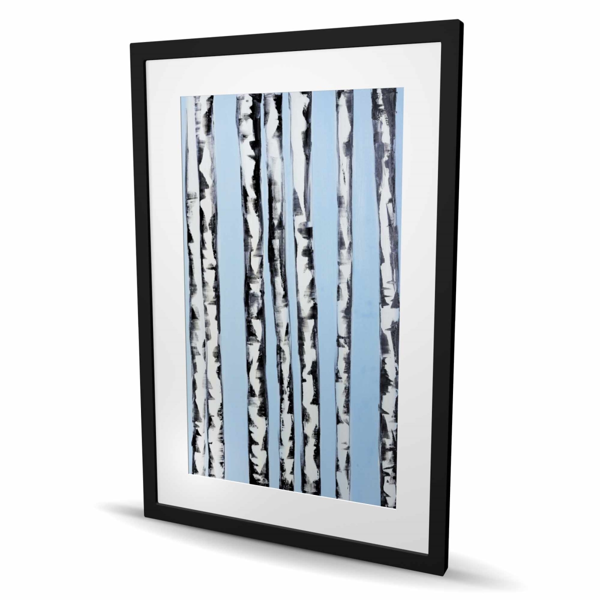 C1FM2436QPWFI6 24 x 36 in. Birches on A Blue Background - Modern Trees Framed Print