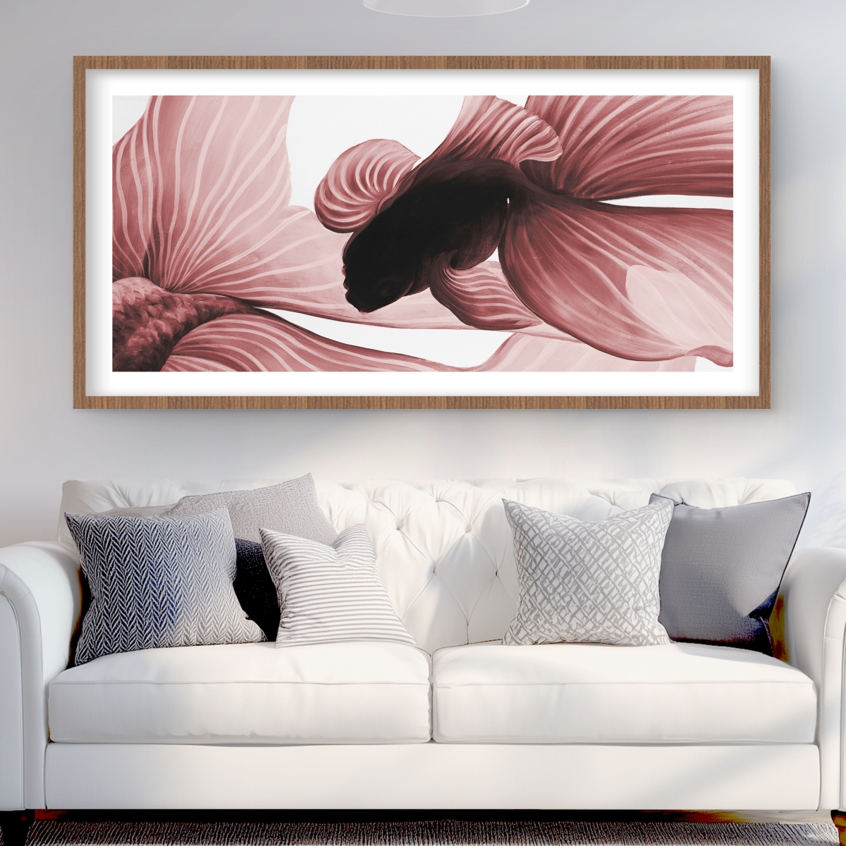 C1FM2448ZMA8UZ 24 x 48 in. Two Red Betta - Framed Matted Print for Home Decor