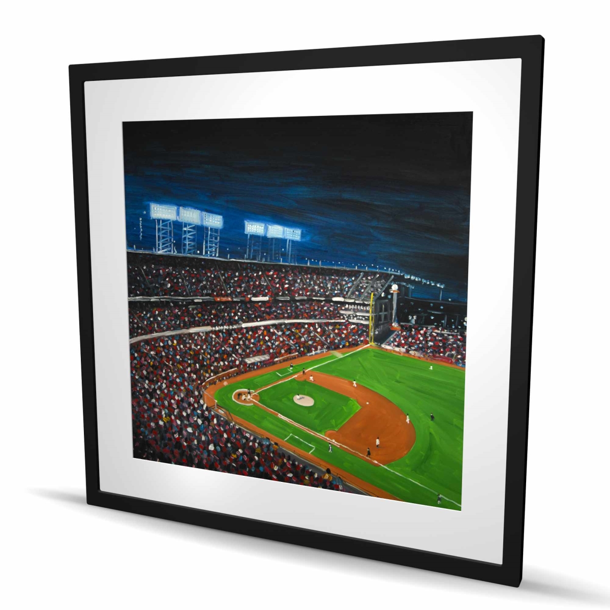 C1FM3636G8698W 36 x 36 in. Baseball Game - Green Man Cave Framed Matted Print Decor