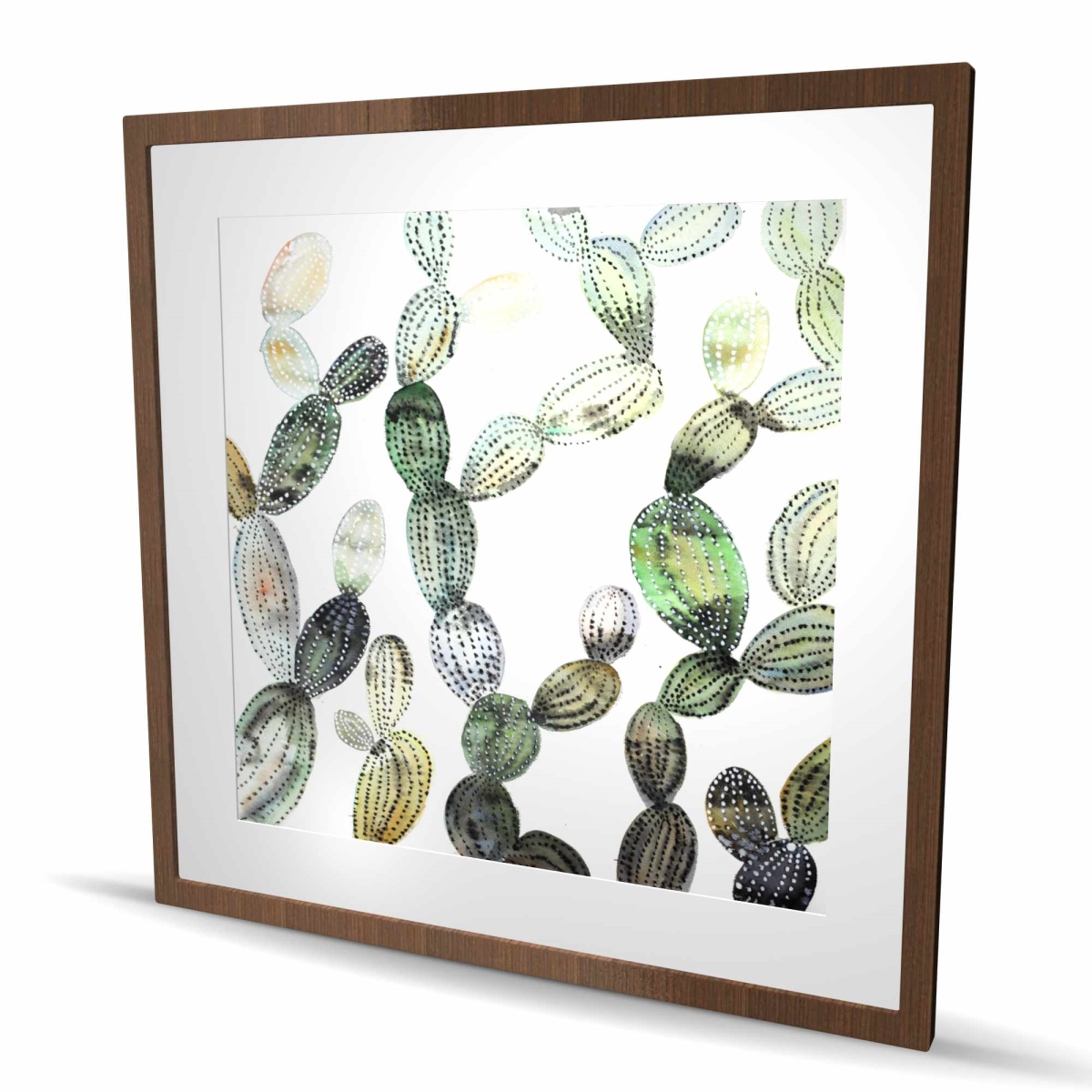 C1FM3636E47PZR 36 x 36 in. Pattern Opuntia Cactus Print - Green Framed Matted Decor