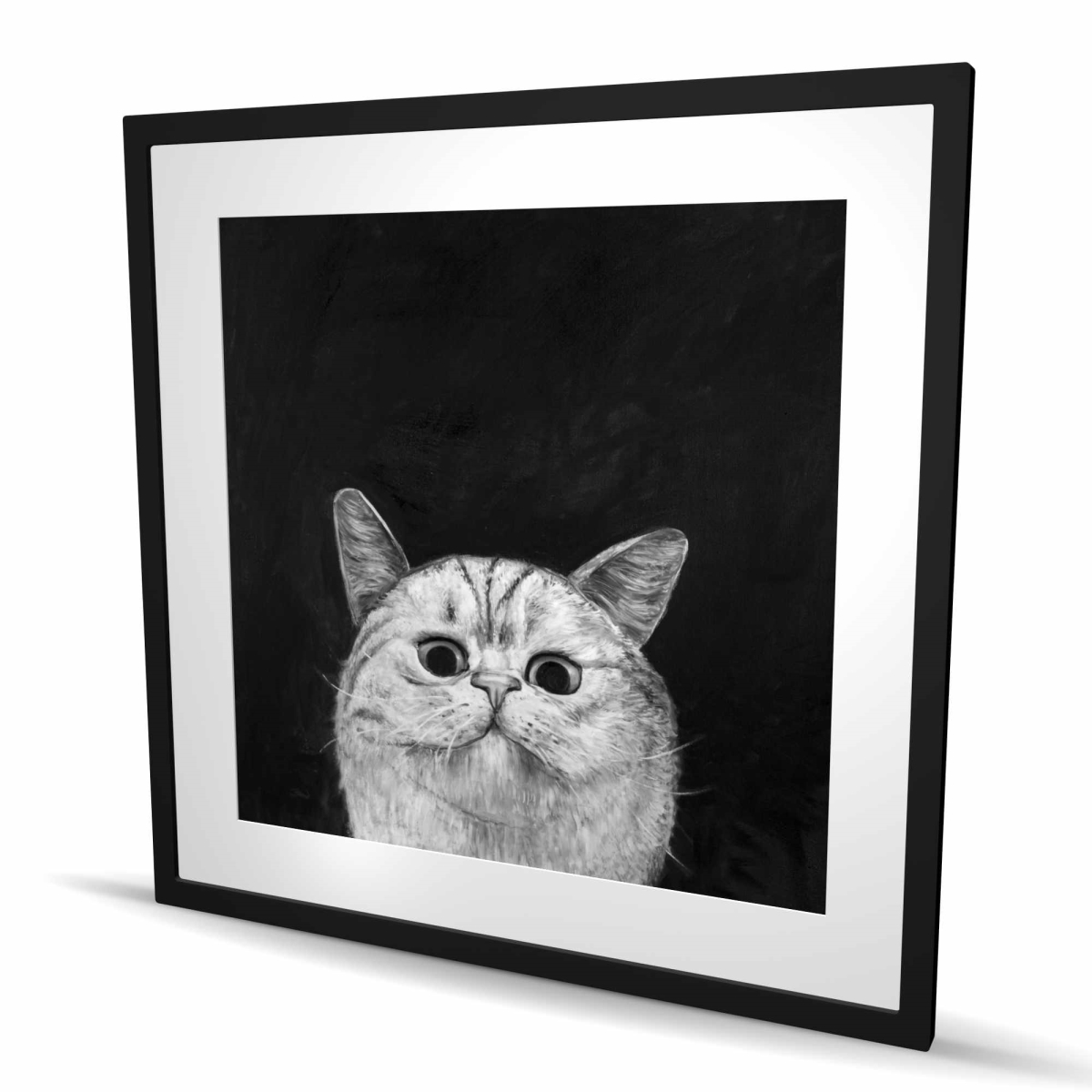 C1FM3636726X2A 36 x 36 in. Watching Cat - Monochrome Framed Matted Print for Home Decor
