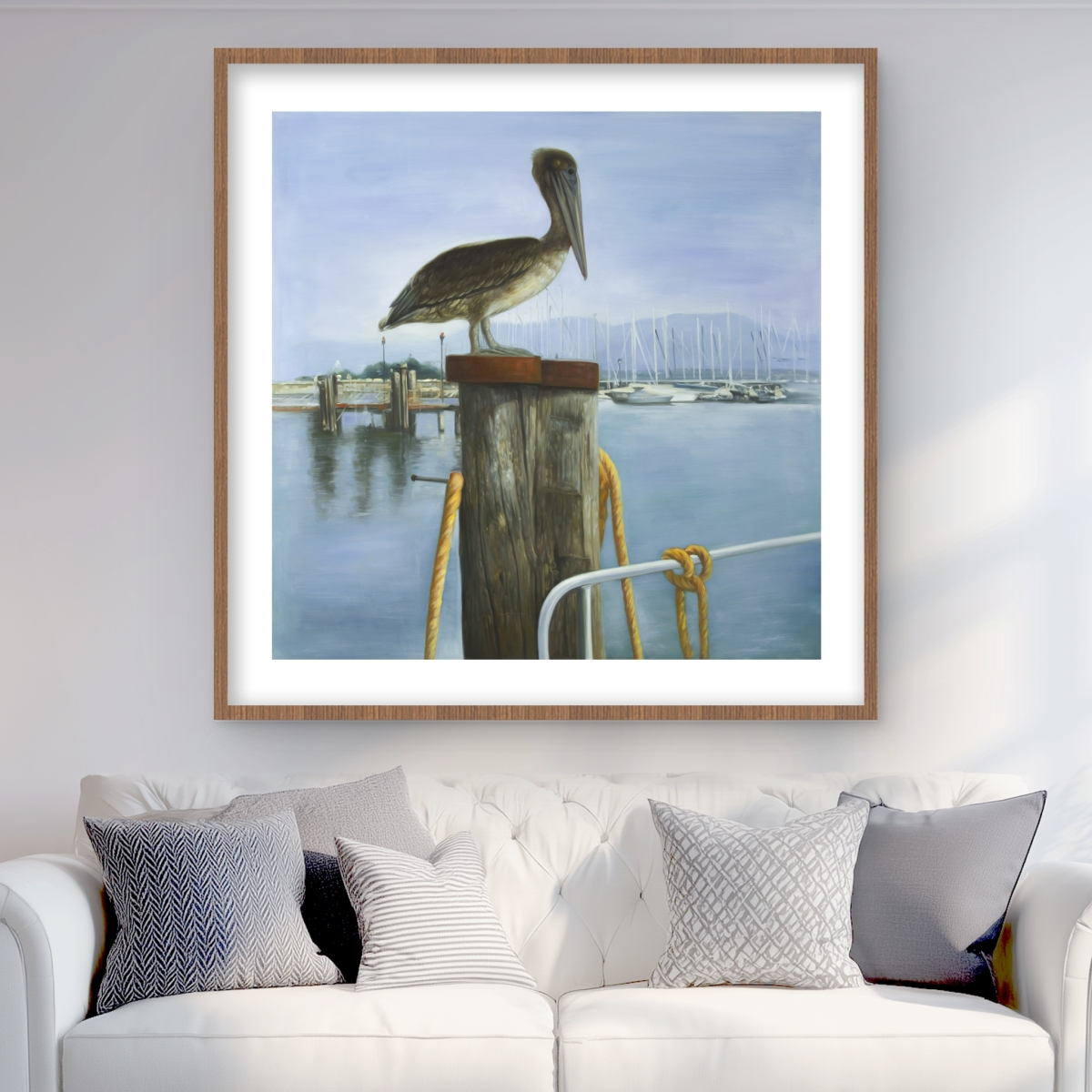 C1FM3636PNRDCC 36 x 36 in. Pelican Bird Hyperrealist Framed Matted Print - Home Decor
