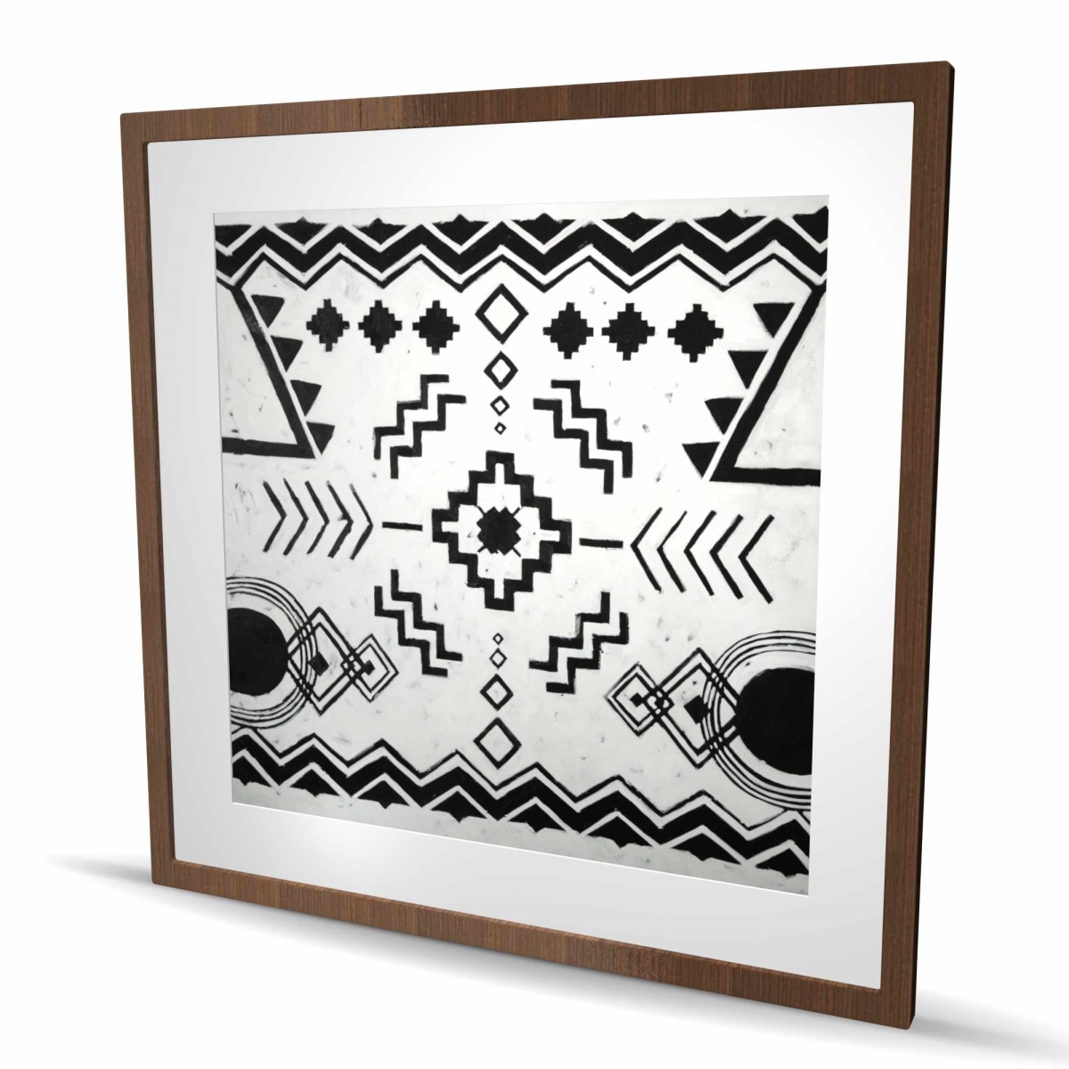 C1FM36367CGLLV 36 x 36 in. Ethnic Patterns - White Framed Matted Print for Home Decor