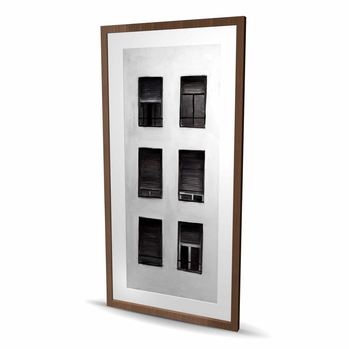 C1FM2448UUCRUV 24 x 48 in. Windows - Black Cities Framed Matted Print for Home Decor