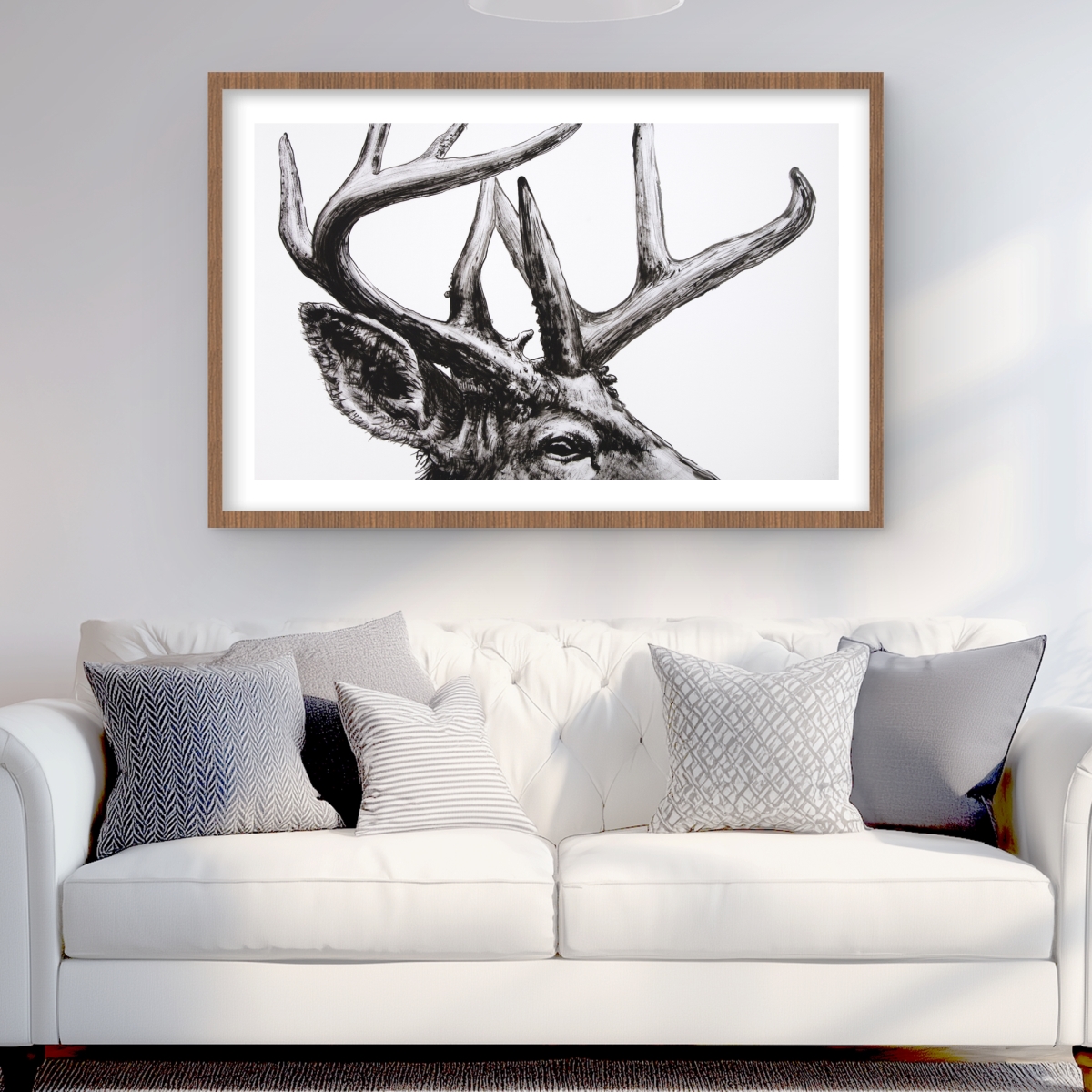 C1FM2436PSGE4P 24 x 36 in. Roe Deer Plume - Holidays Office Framed Matted Print Decor