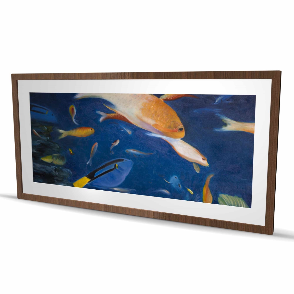 C1FM2448FZHHUY 24 x 48 in. Colorful Fish Under the Sea - Exotic Blue Framed Print Decor