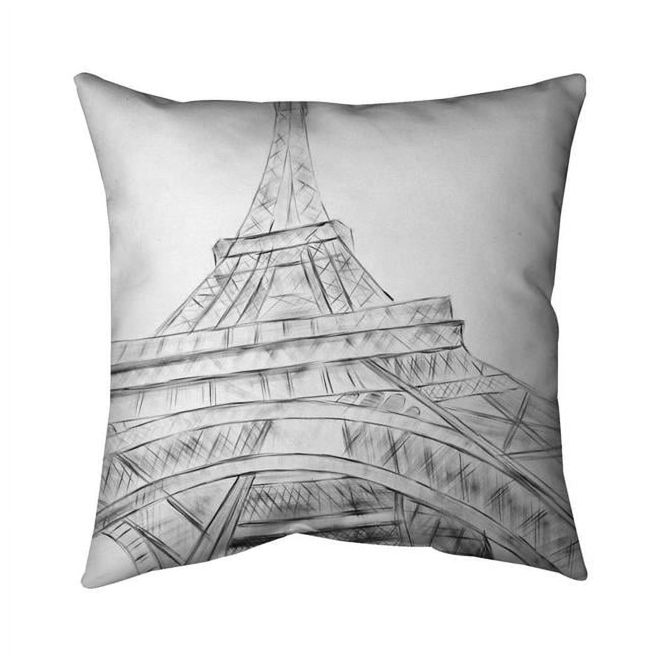 5542-2020-AR1 20 x 20 in. Eiffel Tower Sketch Black & White-Double Sided Print Outdoor Pillow Cover