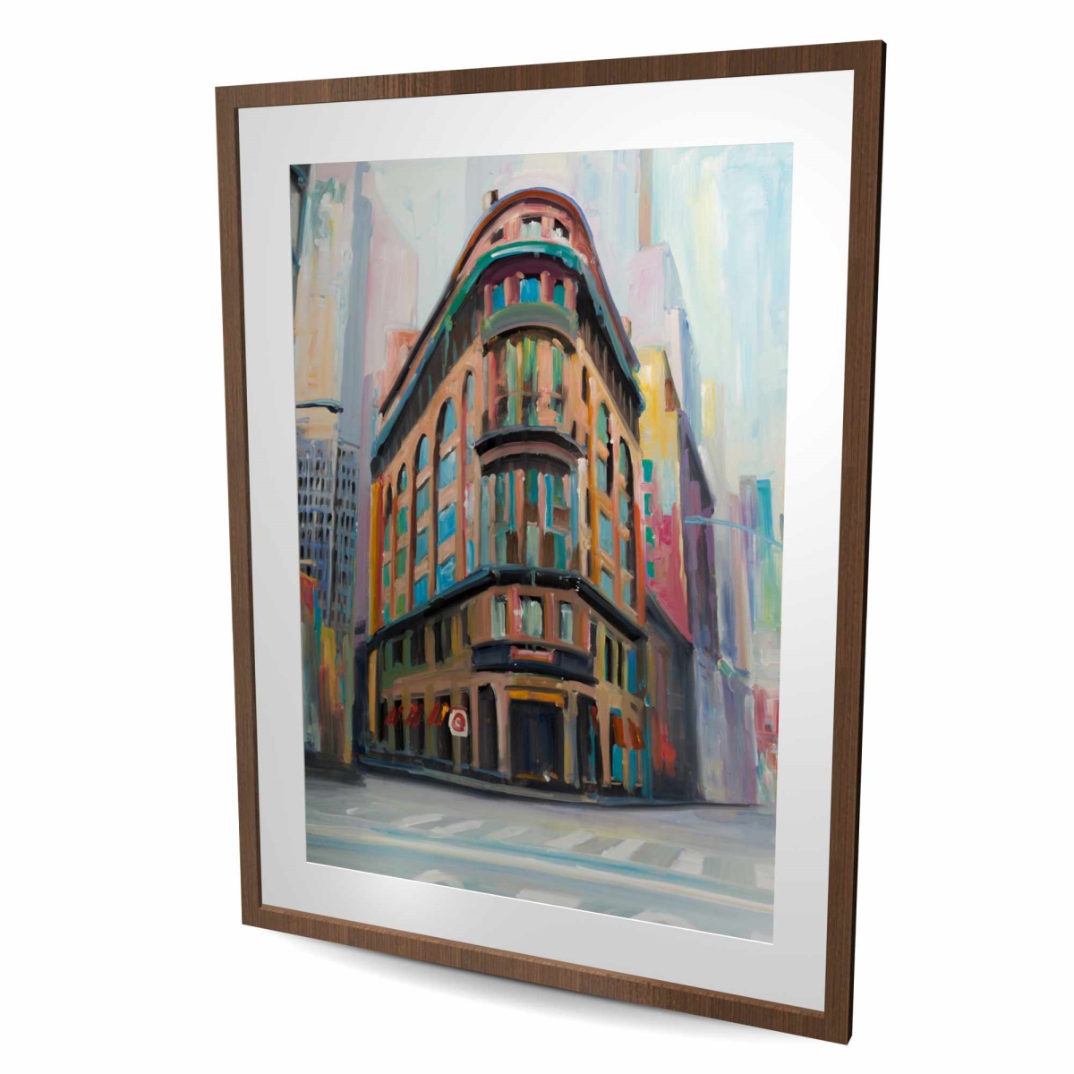 C1FM3648ZLDAYS 36 x 48 in. Cities Brown Framed Matted Print - Building Architecture NYC