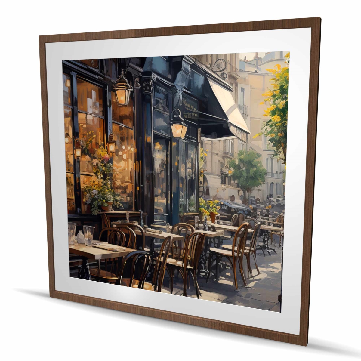 C1FM4848L3J0I3 48 x 48 in. Street Corner Cafe - Man Cave Contemporary Framed Print