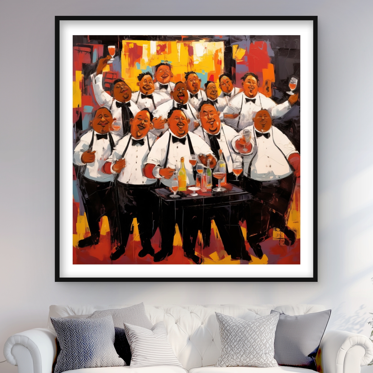 C1FM48488PA2OP 48 x 48 in. The Good Evening - Man Kitchen Framed Matted Print Decor