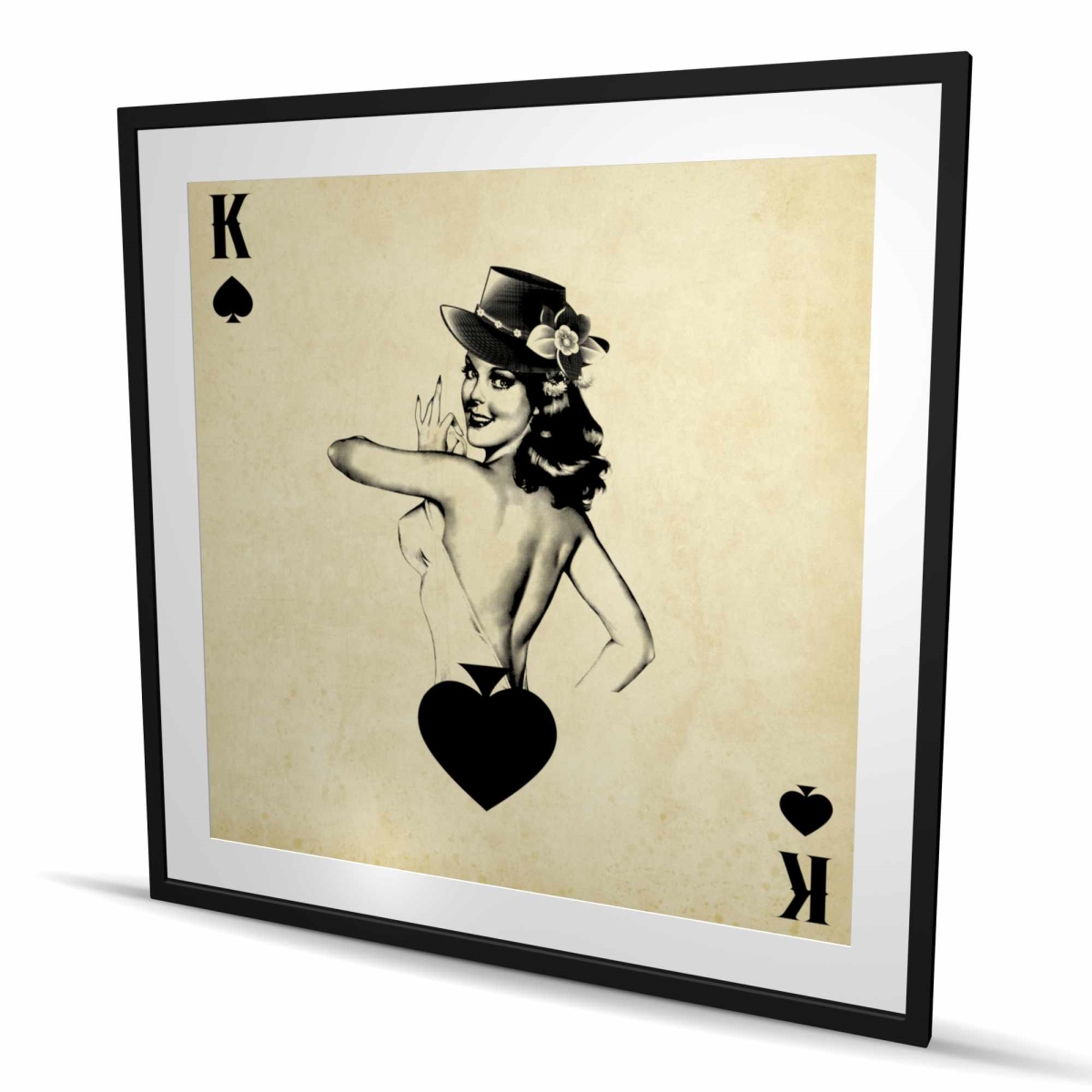 C1FM4848PBQ0WS 48 x 48 in. King of Spades - Man Cave Black Framed Matted Print Decor