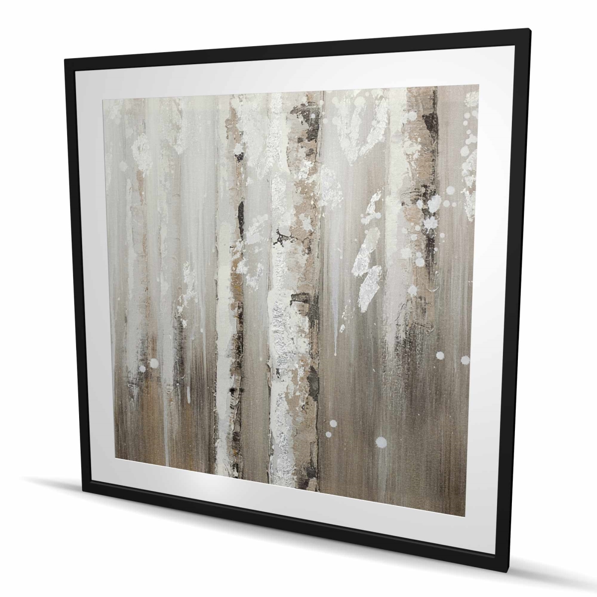 C1FM4848XTFX80 48 x 48 in. Delicate Birch Trees - Beige Framed Matted Print for Decor