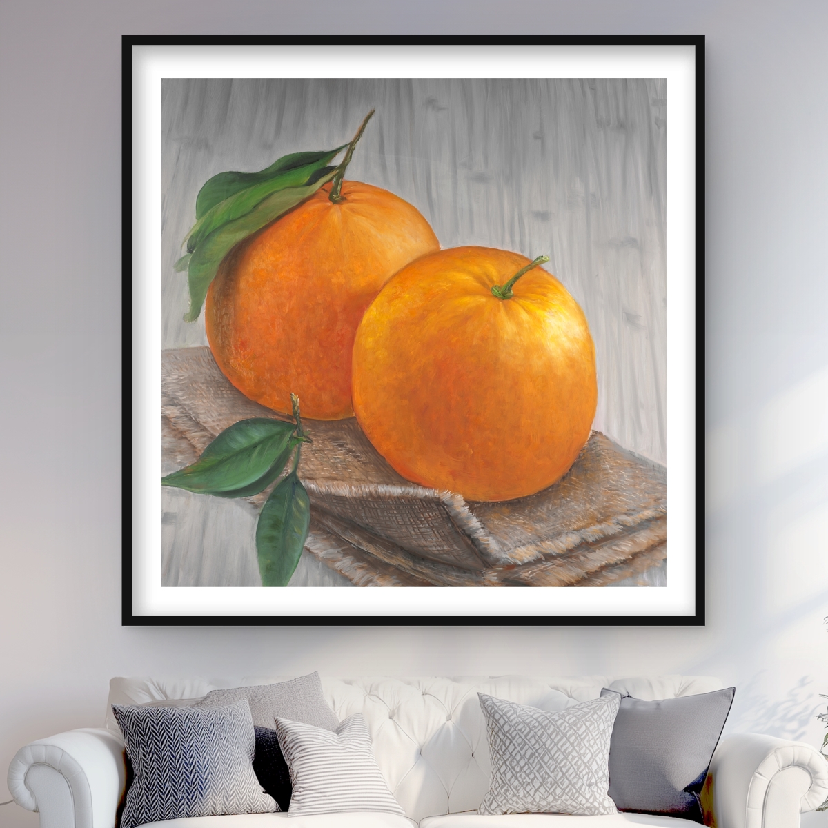 C1FM4848R3C6IQ 48 x 48 in. Two Oranges Hyperrealist Print - Brown Framed Home Decor