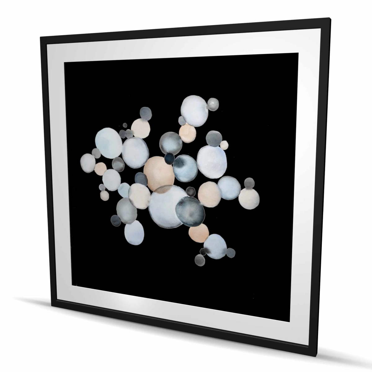 C1FM4848GGWF86 48 x 48 in. Grayish Bubbles - Abstract Bathroom Framed Print for Decor