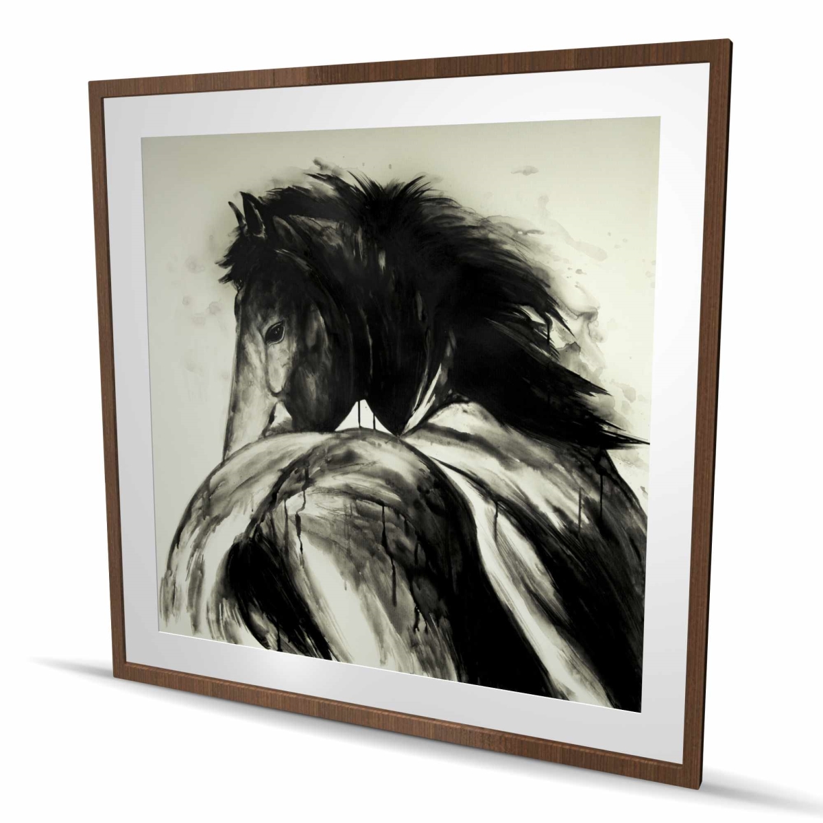 C1FM4848X4FFB4 48 x 48 in. Classical Horse - Rustic Animals Framed Matted Print Decor