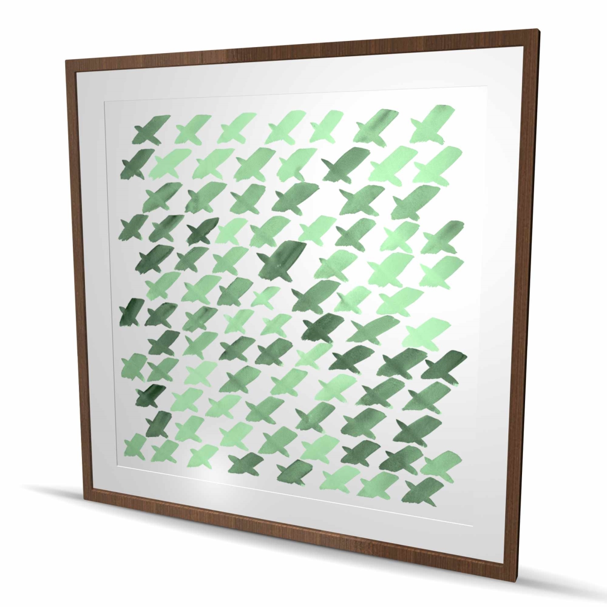 C1FM4848Z4CUD3 48 x 48 in. Green Pattern X - Neo Mint Shapes Framed Matted Print Decor