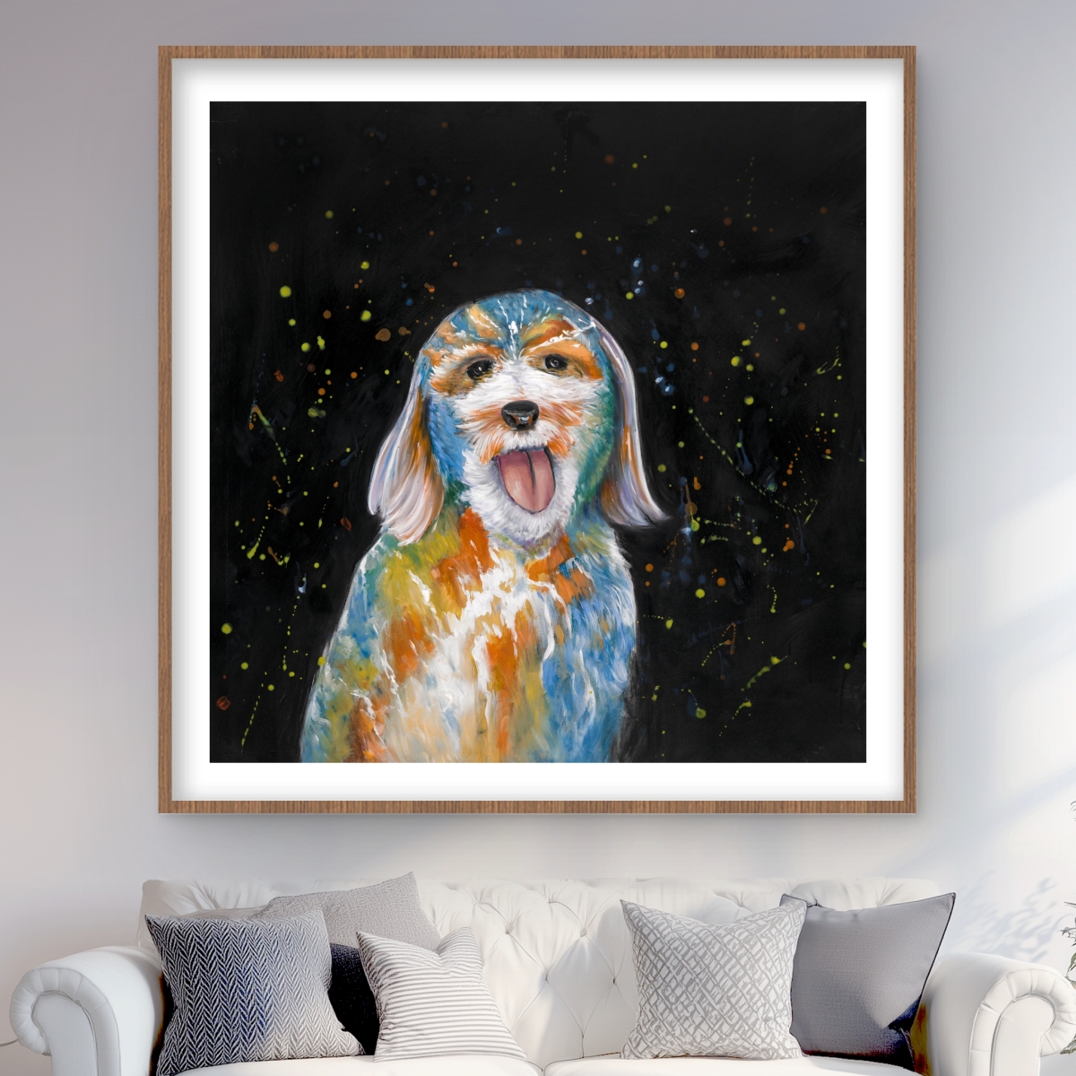 C1FM4848RI2WGX 48 x 48 in. Abstract Labradoodle - Framed Matted Print for Home Decor