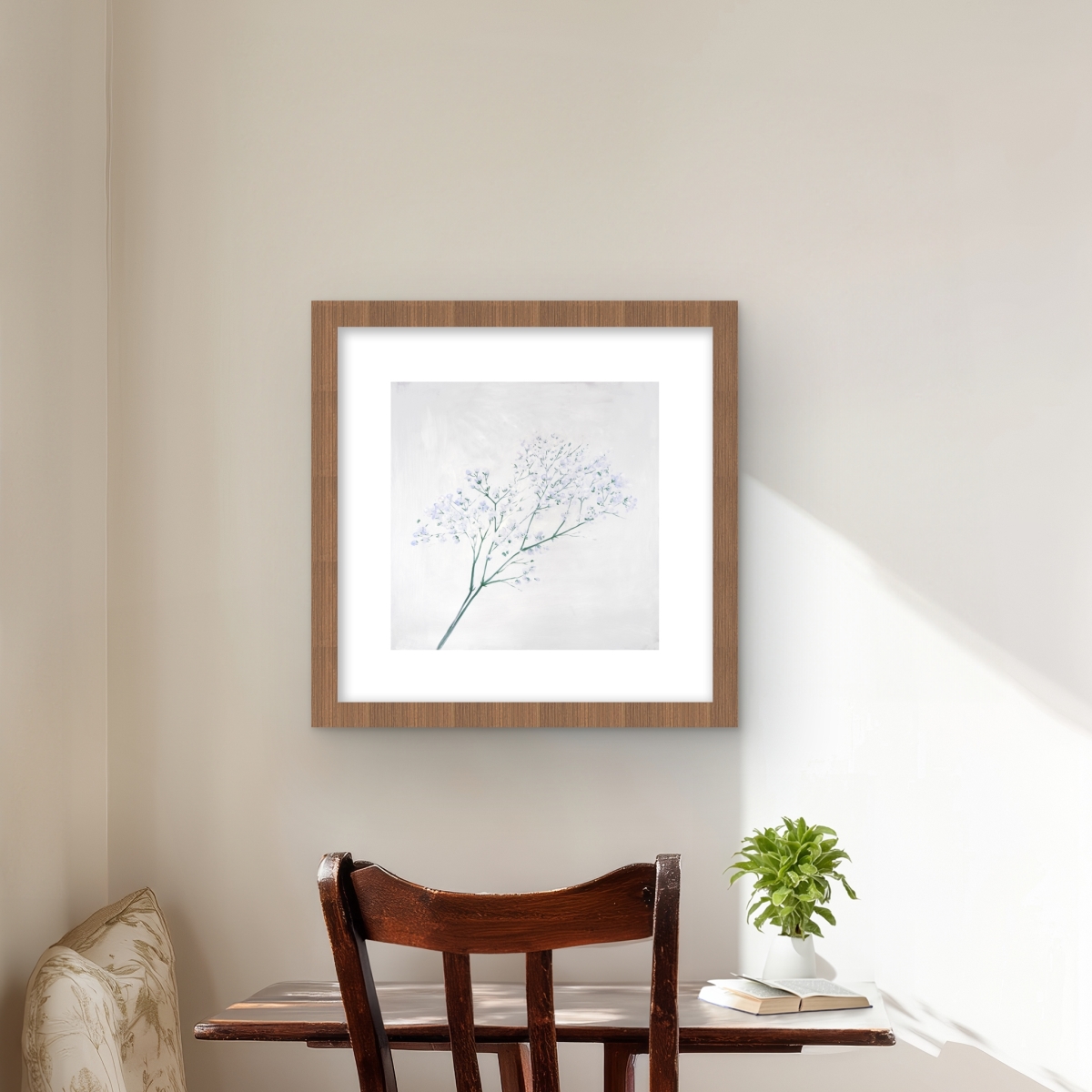 C1FM16162ZP2LR 16 x 16 in. Bouquet of Flowers Babys Breath - Framed Matted Print Decor