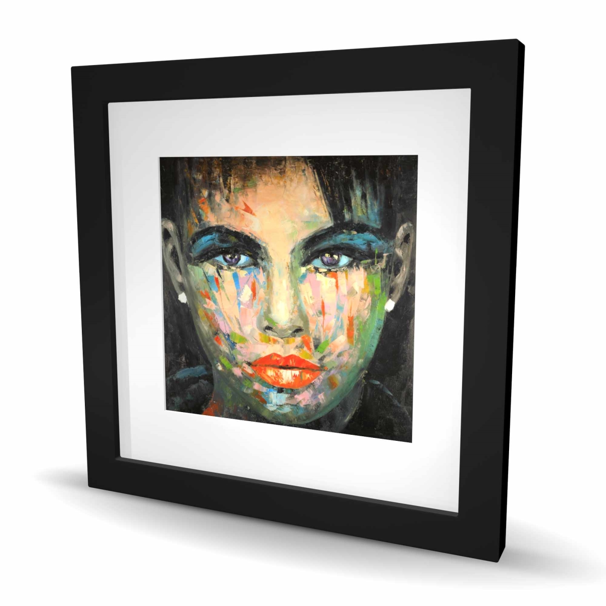 C1FM1616EOM8GF 16 x 16 in. Abstract Portrait - Beige Figurative Framed Matted Print