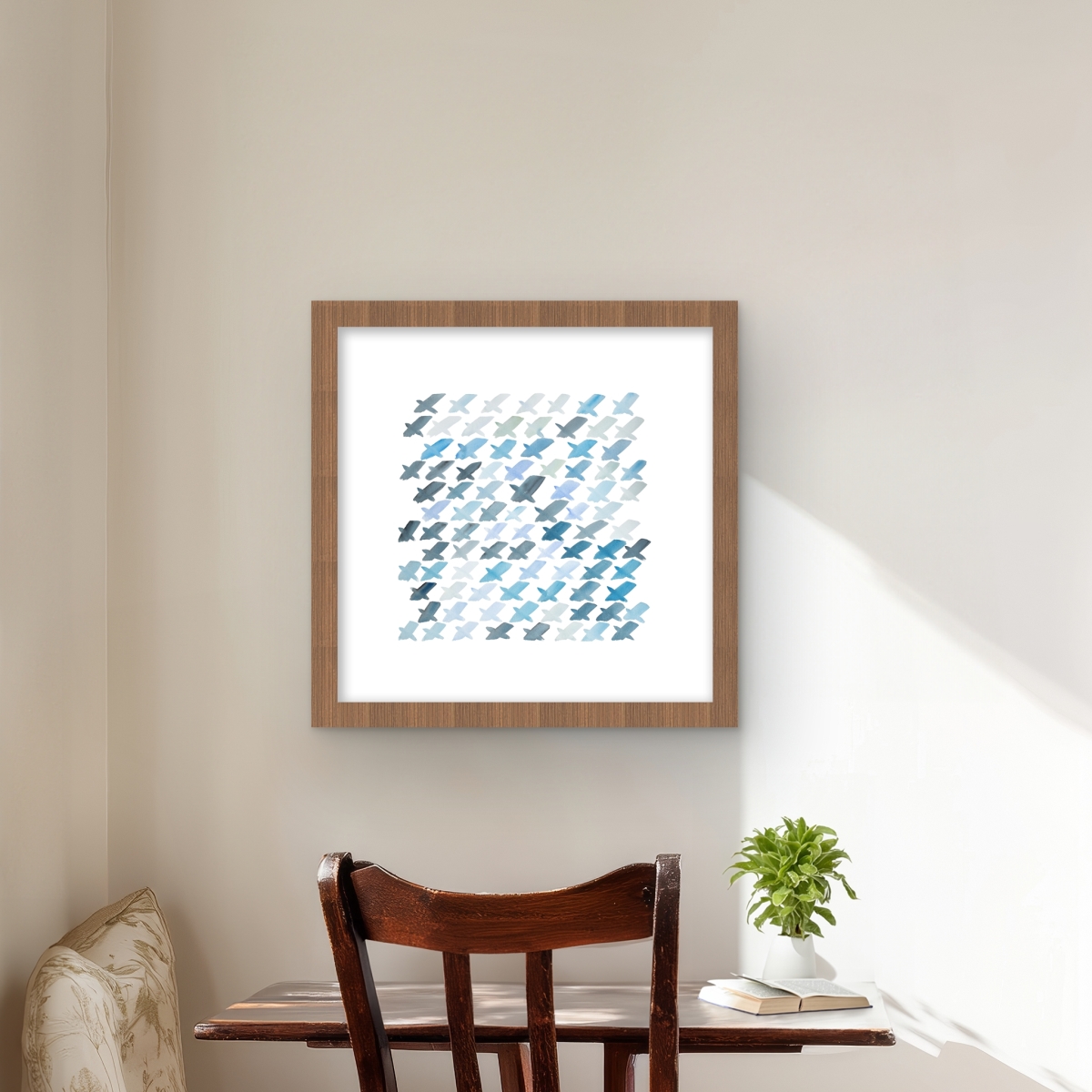 C1FM161677QWH8 16 x 16 in. X Pattern - Minimalist Framed Matted Print for Home Decor