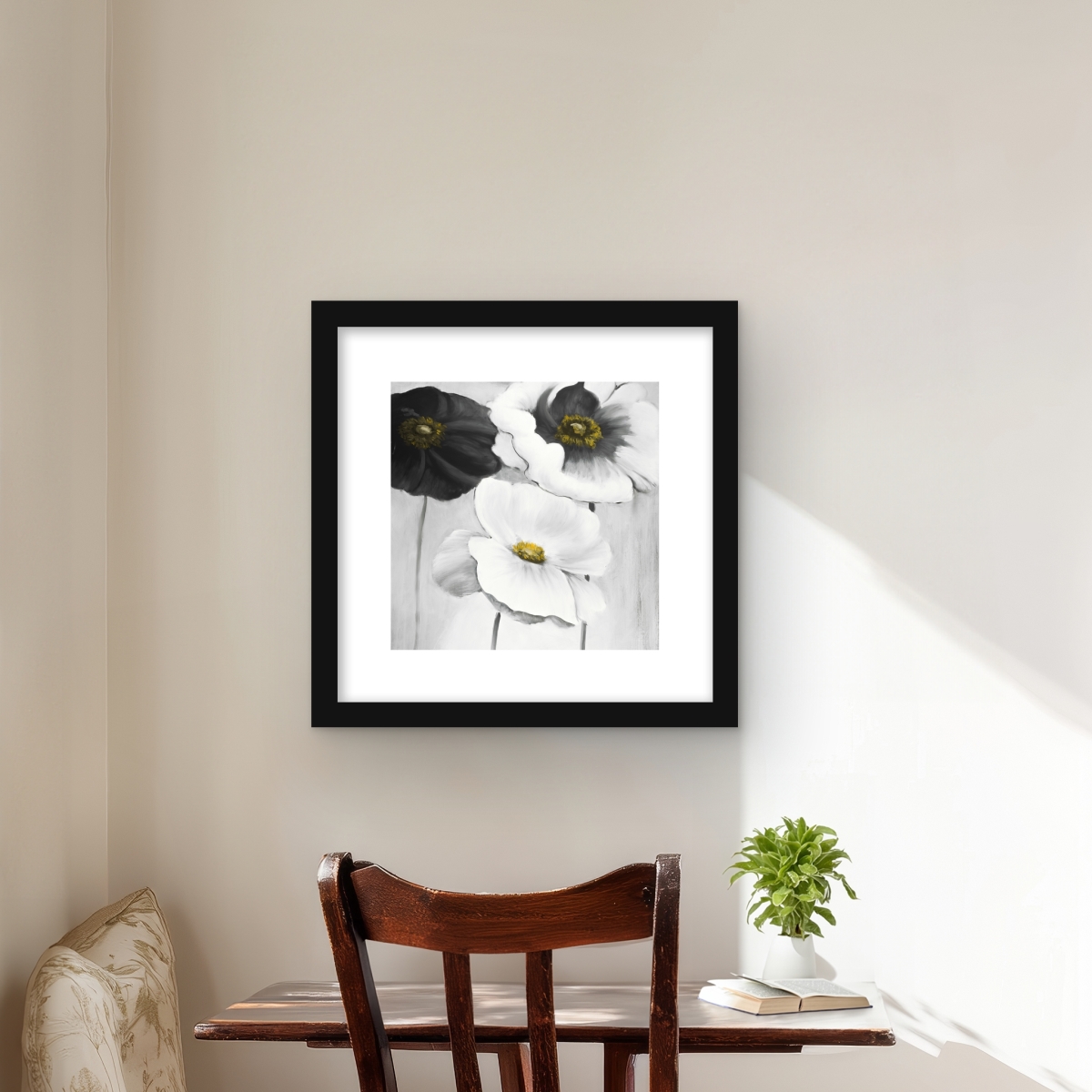 C1FM1616LCC03F 16 x 16 in. Assorted White Flowers - Contemporary Framed Print for Decor