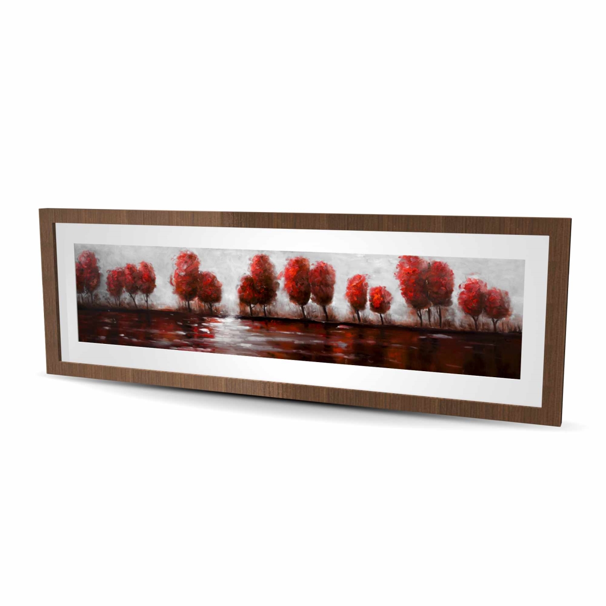 C1FM1648YHDE4C 16 x 48 in. Red Trees - Framed Matted Print for Home Decor - Landscapes
