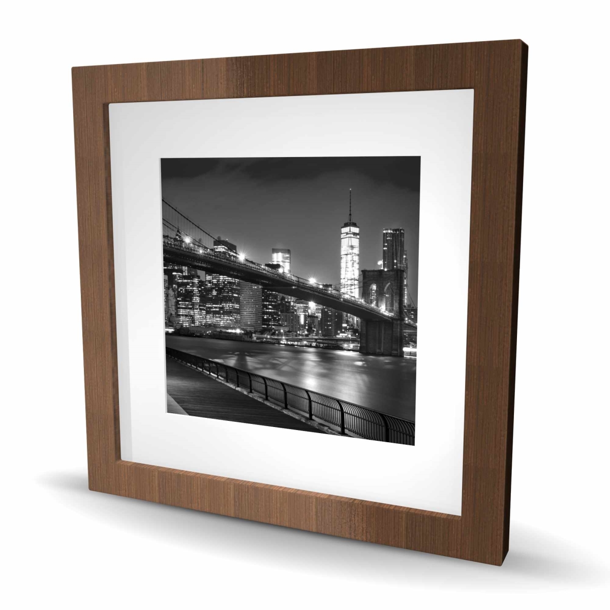 C1FM1616T3ANWR 16 x 16 in. City Under the Night - Black Bridge Framed Matted Print