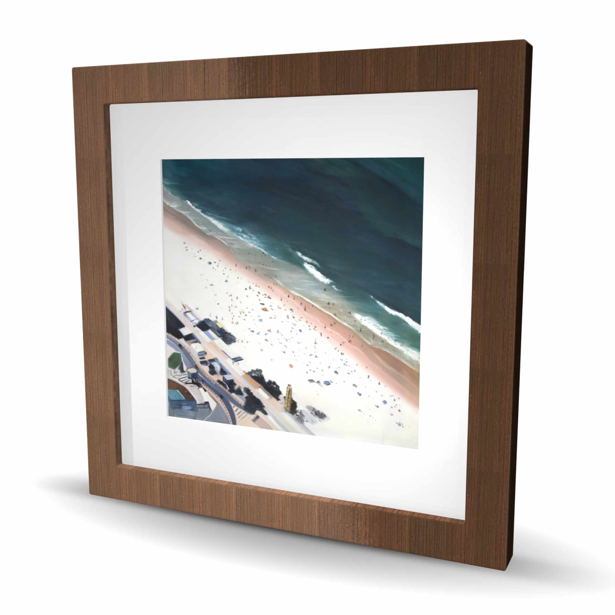 C1FM1616MC6NZJ 16 x 16 in. Hot Day At the Beach - Coastal Framed Matted Print Decor