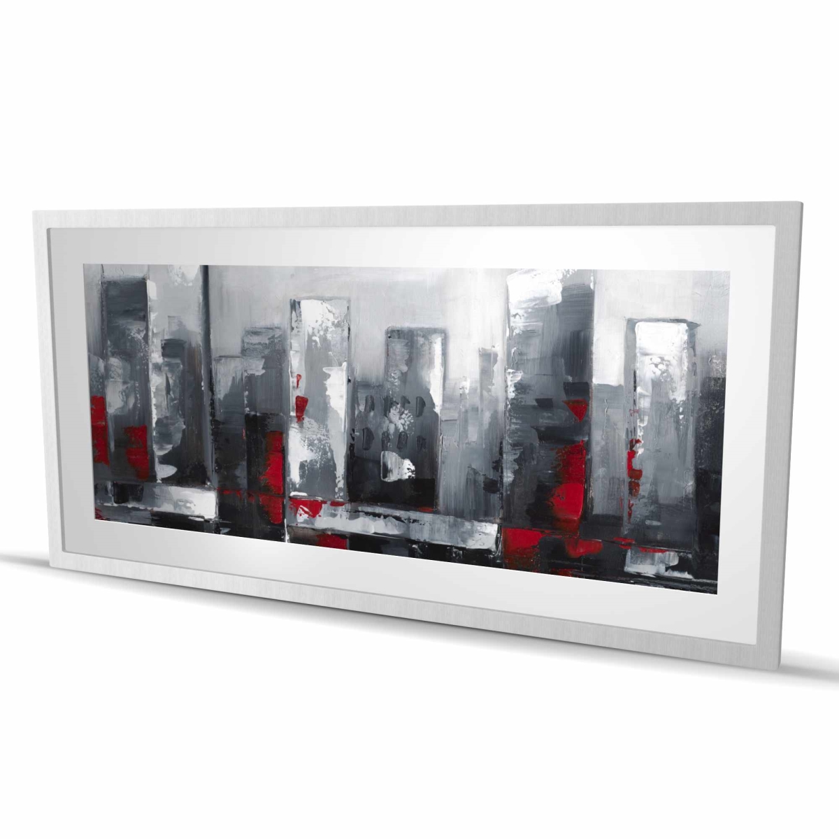 C1FM2448QLE2NY 24 x 48 in. Abstract Cityscape - Office Cities Framed Matted Print Decor