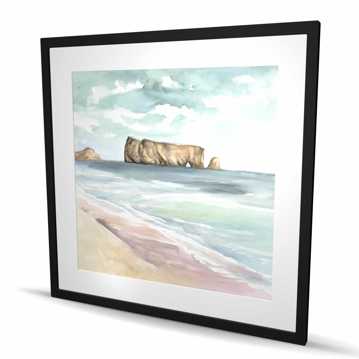 C1FM3636RUBPUE 36 x 36 in. Rocher Perce - Framed Matted Print for Bathroom Decor